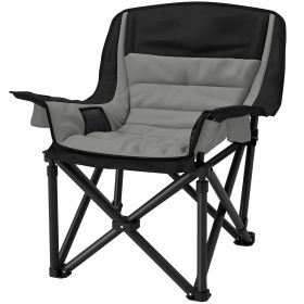 Padded Camping Chair for Adults, Portable Folding Camping Chair with Side Pockets, Cup Holders, Carry Bag, Gray Padded Camping Chair for Adults, Portable Folding Camping Chair with Side Pockets, Cup Holders, Carry Bag, Gray