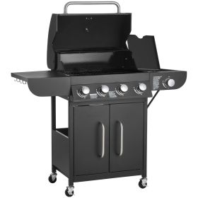 VEVOR Gas Grill, 4 Burner Propane Gas Grill with Side Burner, 425 SQ.In Grilling Area, Carbon Steel Enamel Grates, Outdoor 52 VEVOR Gas Grill, 4 Burner Propane Gas Grill with Side Burner, 425 SQ.In Grilling Area, Carbon Steel Enamel Grates, Outdoor 52